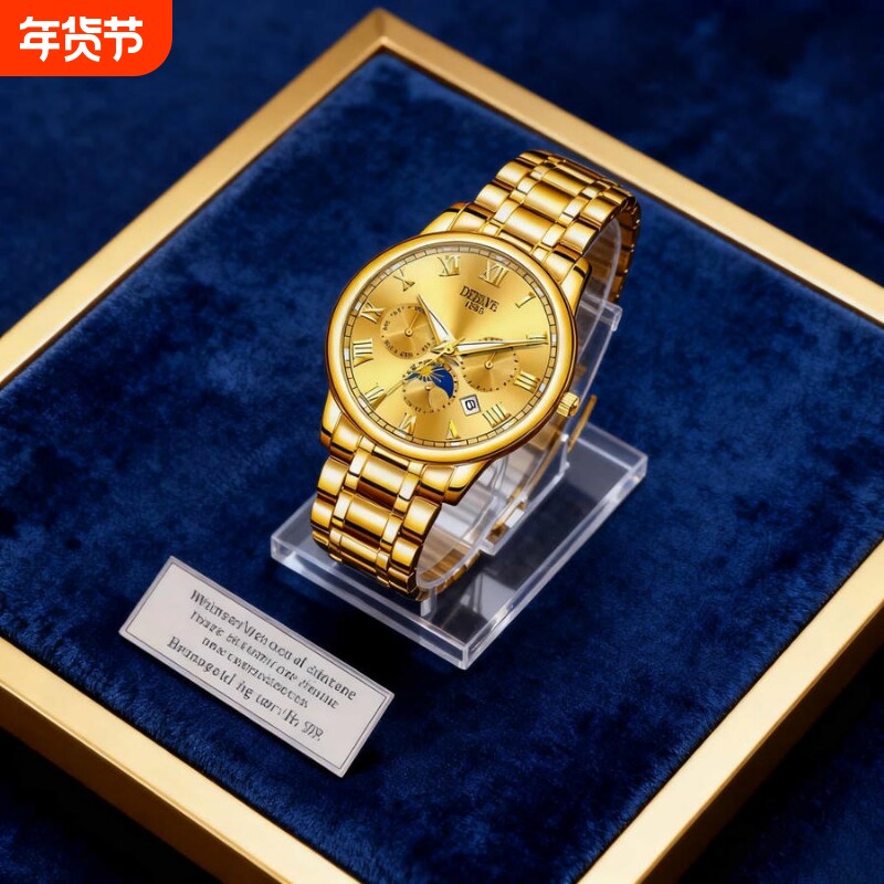 手表男款机械风全自动防水高级感全自动男表数字双日历防水腕表男