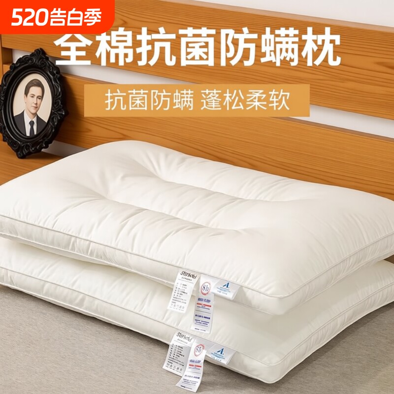 枕头枕芯一对家用护颈椎助睡眠套装中高枕酒店羽丝绒羽丝棉一只装