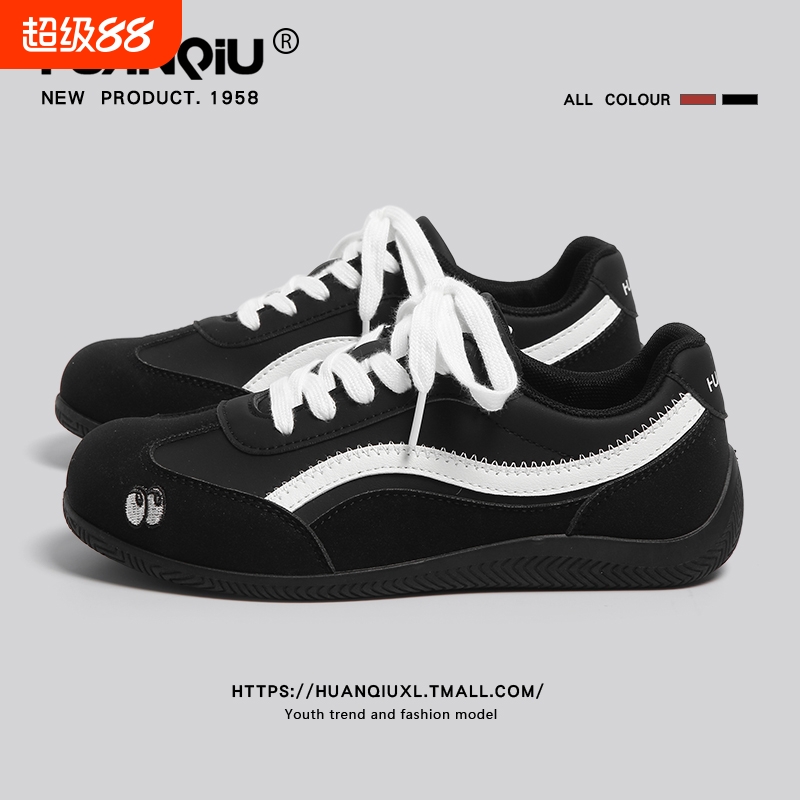 环球小众黑色德训鞋女2025新款夏季时尚运动休闲赛车鞋百搭小黑鞋