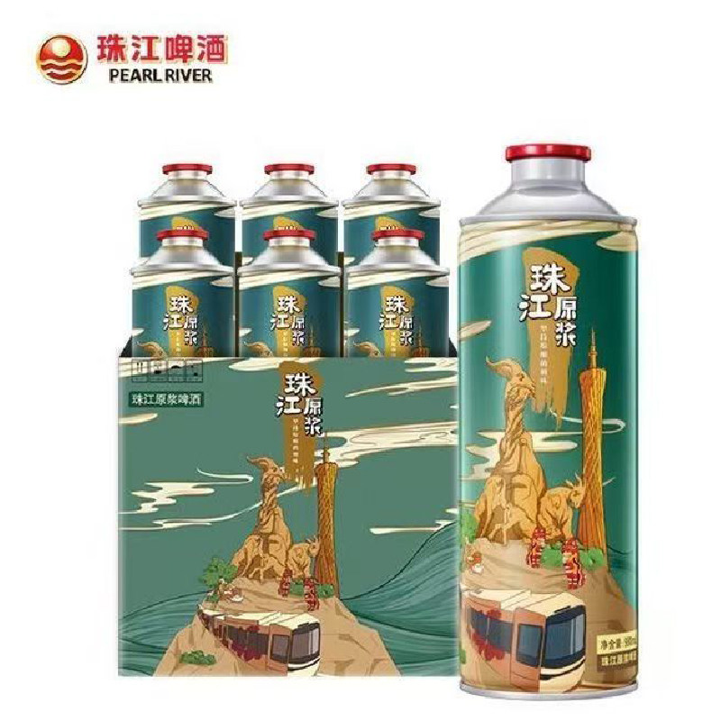 珠江啤酒珠江原浆啤酒980ml*6罐装纯生生产日期精酿小麦啤经典图片