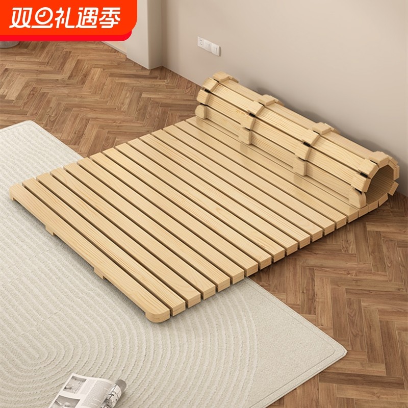 实木地板床加厚硬床板榻榻米防潮透气排骨架出租房折叠打地铺床架