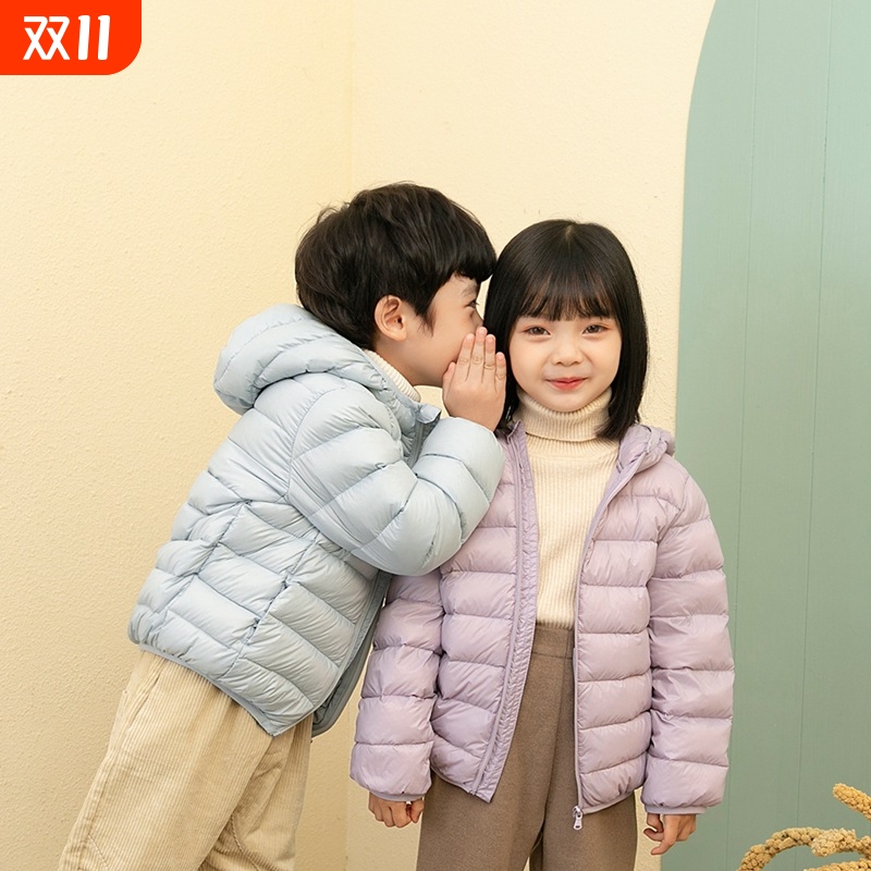 鸭鸭时尚儿童轻薄羽绒服男女童洋气白鸭绒宝宝冬装轻便保暖外套