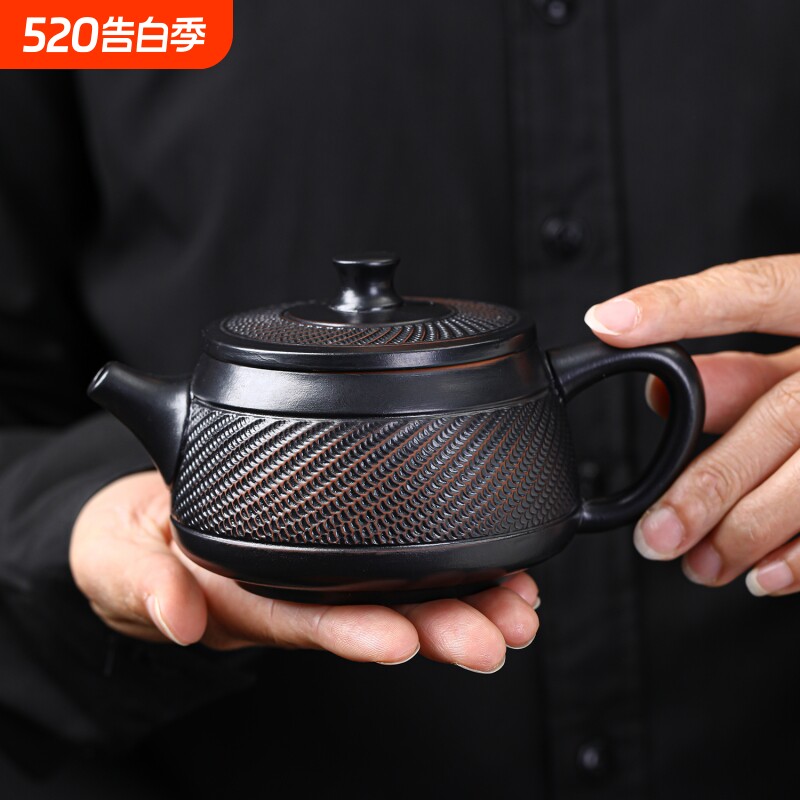 紫陶凤鸣跳刀汉瓦壶紫砂陶瓷茶壶大容量泡茶器家用茶具套装送礼物