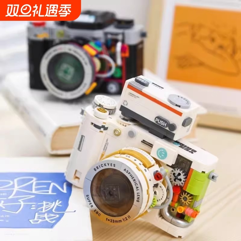 兼容乐高经典复古老式相机积木拼装玩具摆件潮玩手办男孩生日礼物