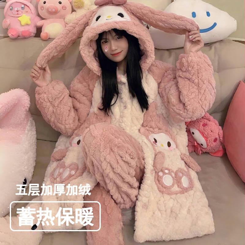 珊瑚绒加厚秋冬长袖睡衣套装