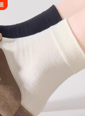 白色袜子女短袜夏薄款纯棉防臭无骨月子袜中筒春黑色女士配小皮鞋