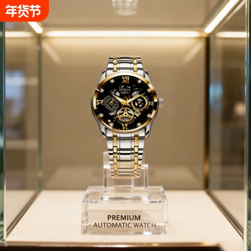 腕表高级感男士男款手表全自动非机械表正品名牌钢带商务防水石英