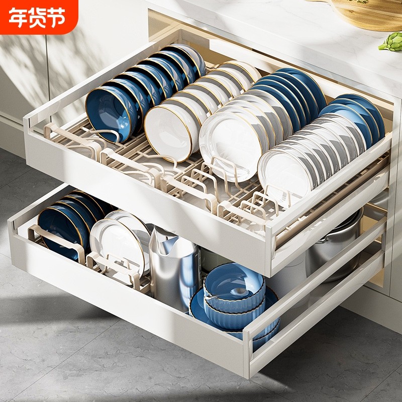 不锈钢碗碟收纳架厨房置物架抽屉内置放盘子沥水碗架柜内分隔拉篮,厨房/烹饪用具,碗架,淘宝优惠券,粉丝福利购,淘宝优惠卷
