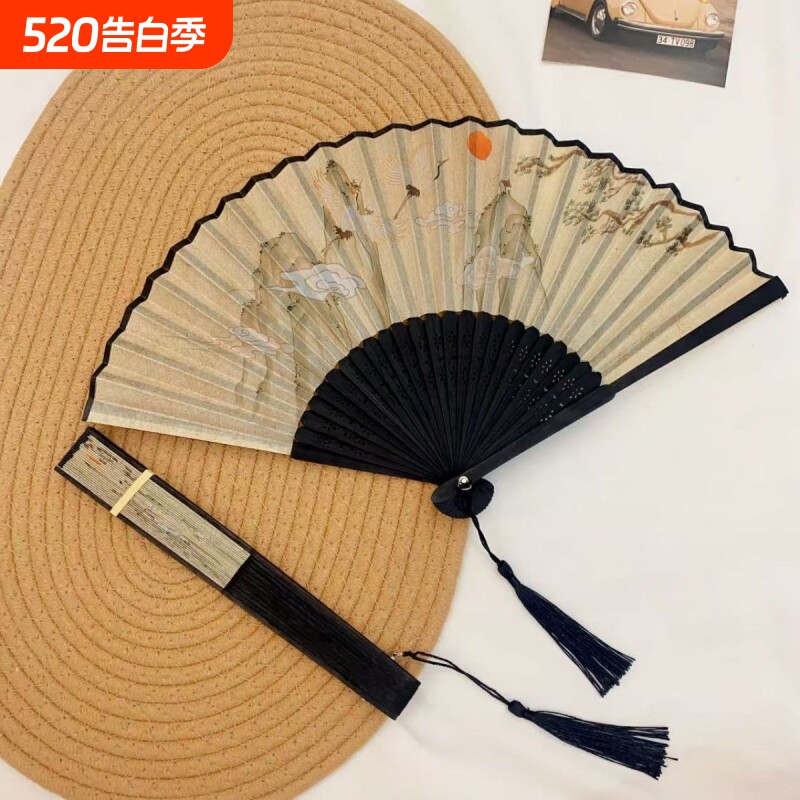 古风折扇中国风舞蹈夏季折叠便携新中式汉服随身旗袍国风扇子竹扇