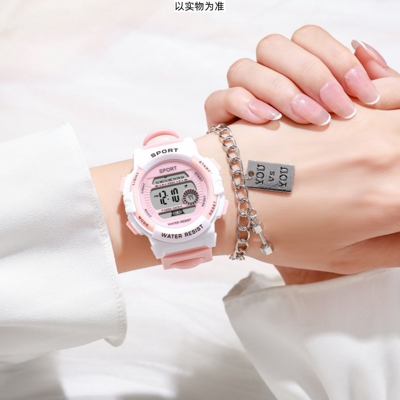 时尚百搭新款高颜值ins风男女夜光电子表初高中学生简约显示普通