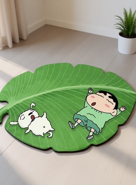 蜡笔小新浴室吸水地垫芭蕉叶硅藻泥卫生间门口脚垫淋浴房吸水地毯