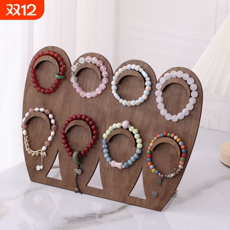 首饰展示架手串手镯收纳架中式复古四联鱼牌项链饰品陈列摄影道具