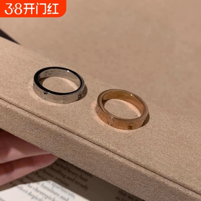 钉子戒指男女18K玫瑰金love满天星情侣对戒指环黄金白金窄版宽版