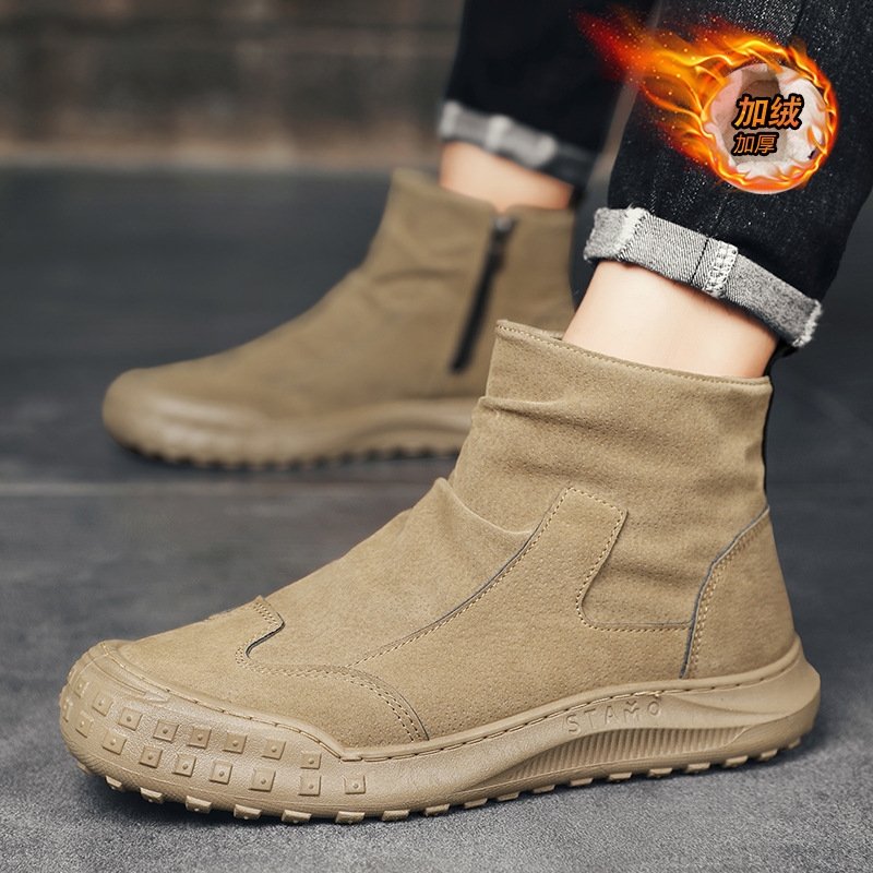 高帮休闲保暖马丁靴冬季新款户外加厚加厚潮流工装鞋防滑耐磨棉鞋