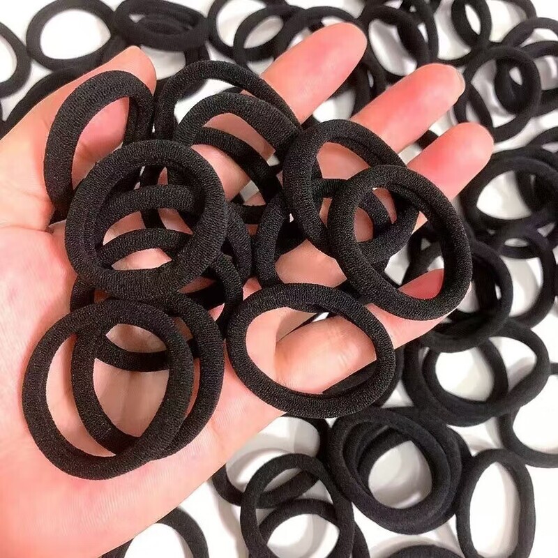 高弹力加粗发绳女大号黑色皮套耐用不伤发头绳简约百搭发饰橡皮筋