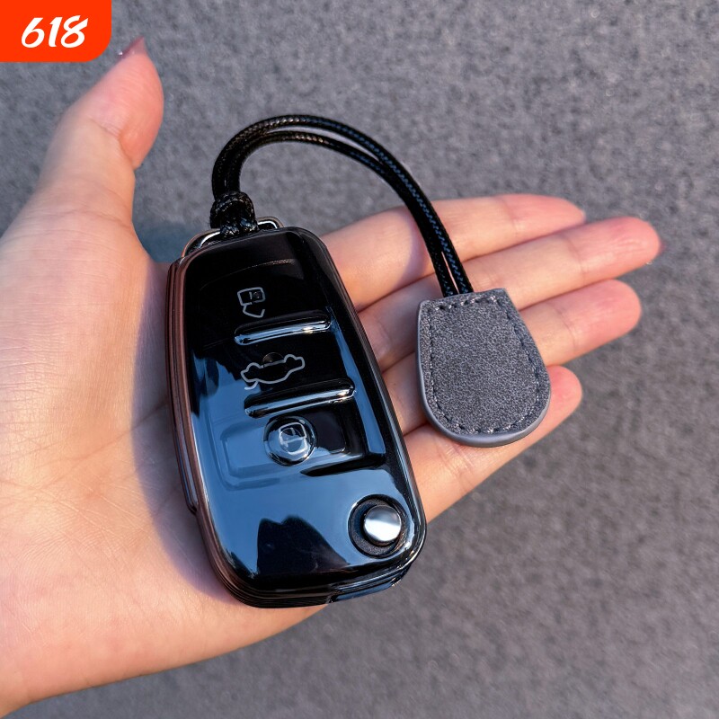 奥迪Q2L钥匙套A3包A6扣Q3透明外壳老款Q7折叠A1保护TT汽车用品链