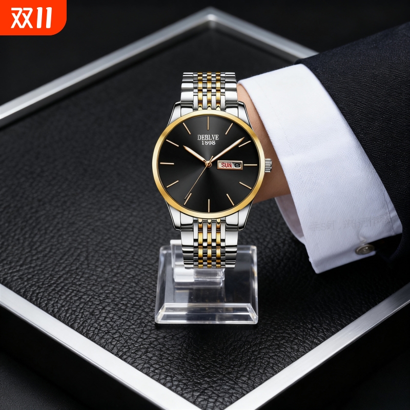 男款手表防水石英腕表高级感男士全自动非机械表正品名牌钢带商务