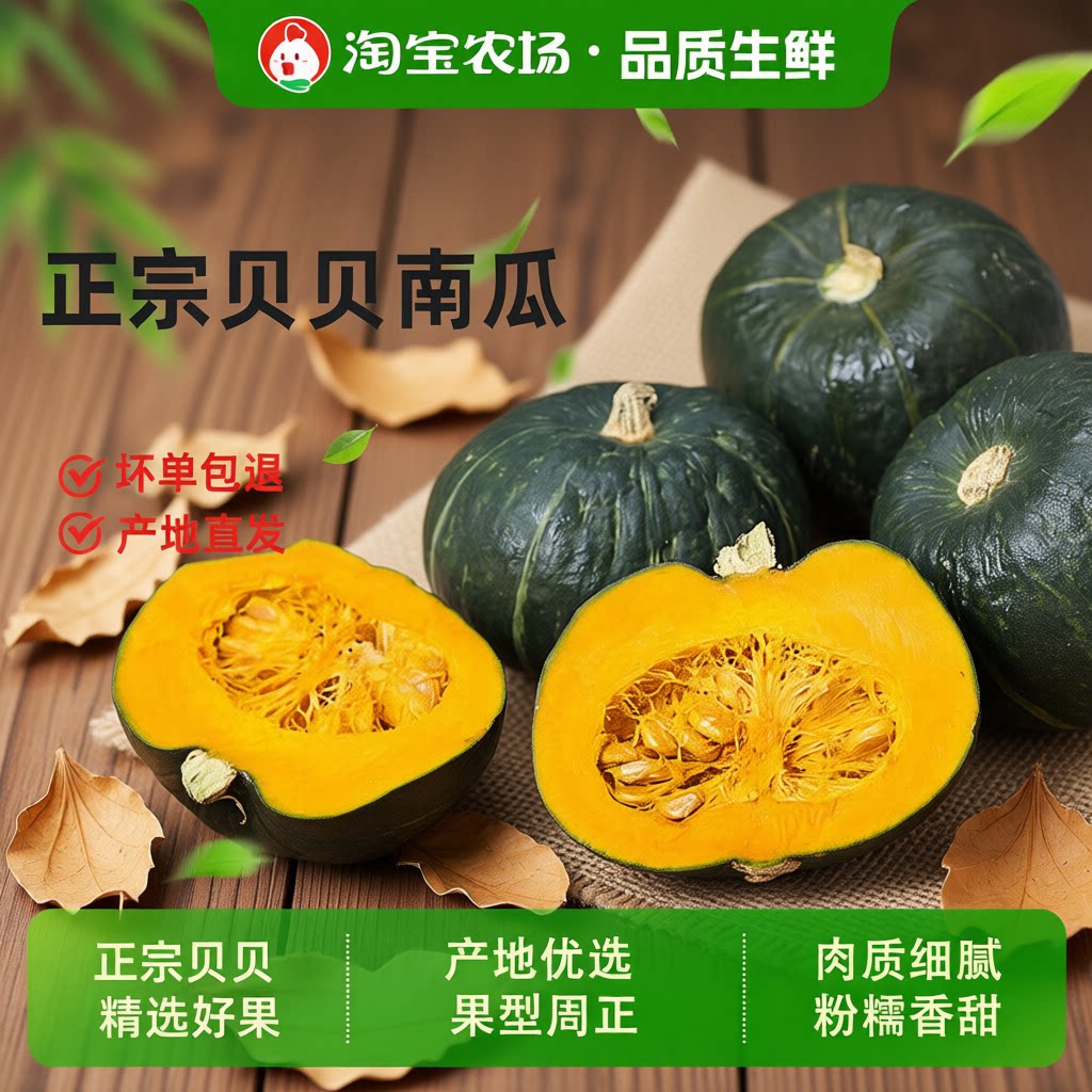 贝贝南瓜正宗粉糯新鲜板栗味小南瓜栗面日本老瓜婴儿孕妇整箱当季