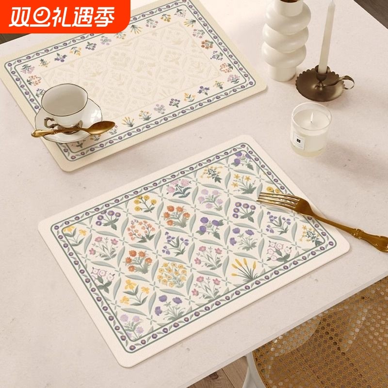 法式沫汐餐桌餐垫碗盘垫高级感防水防油西餐垫轻奢隔热餐垫子皮革
