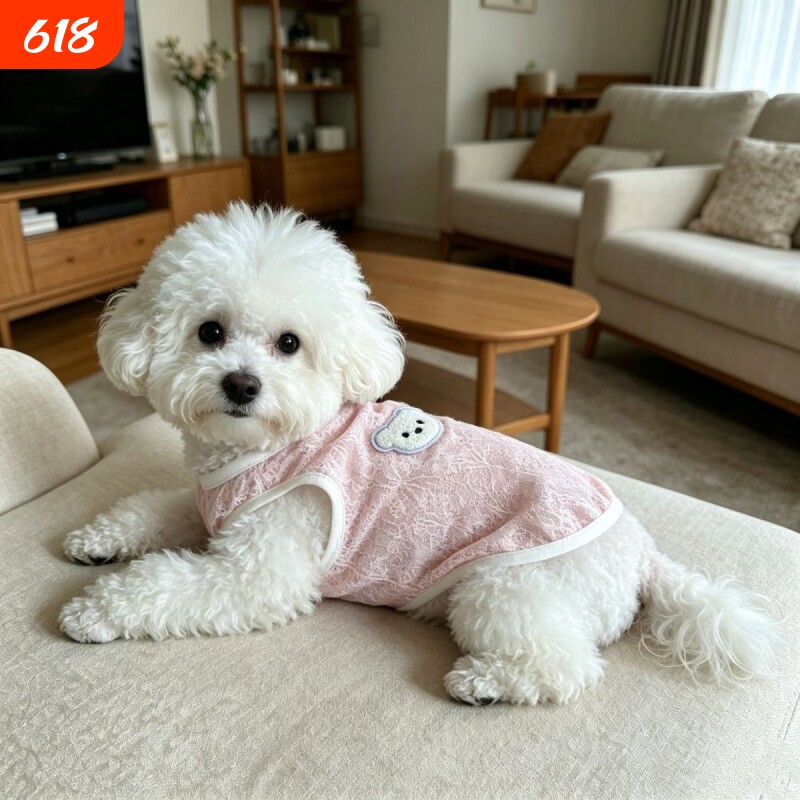 春夏狗狗猫咪薄款防掉毛衣服透气带牵引碎花吊带比熊宠物服饰防脏