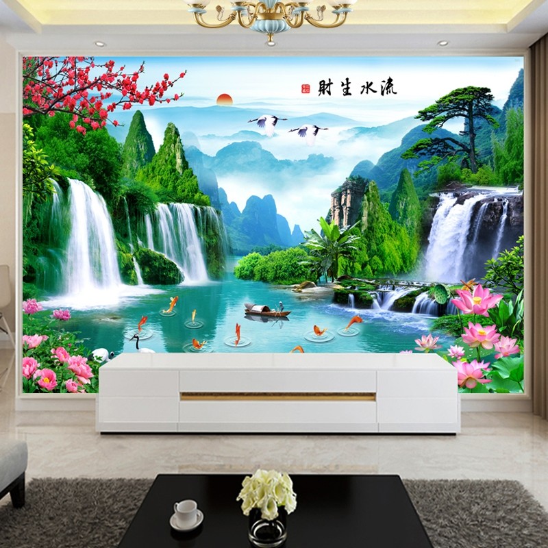 墙贴山水画壁画风景画客厅装饰画沙发背景墙挂画贴画墙纸自粘电视