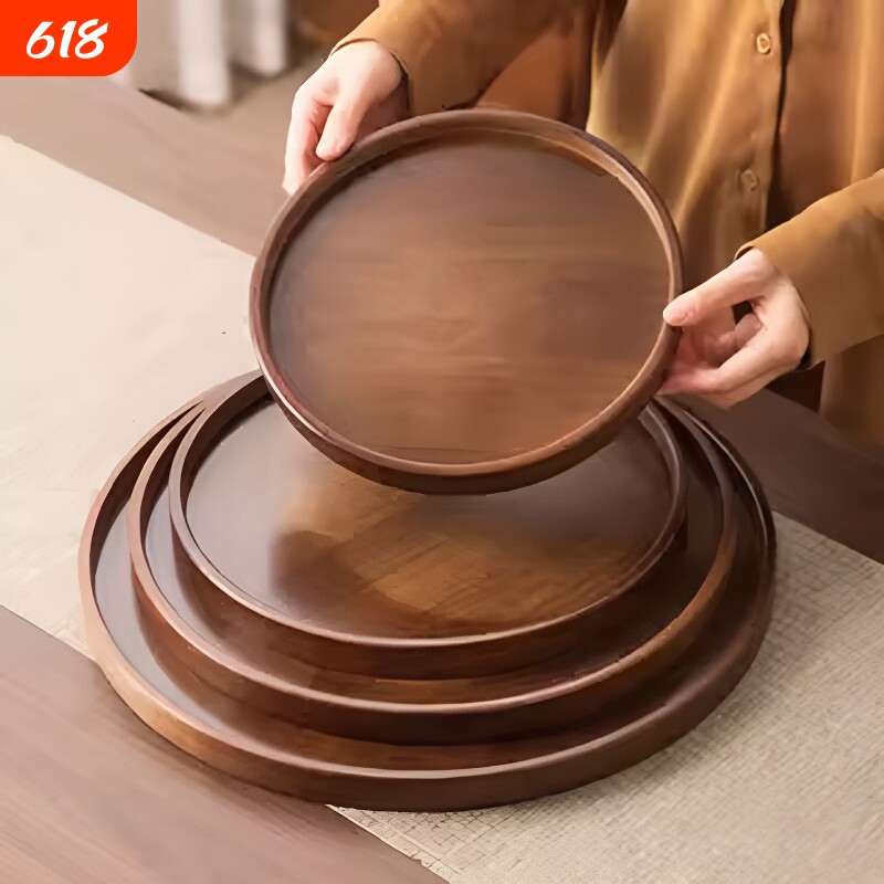 简约餐厅酒店点心盘多功能家用收纳盘水果蛋糕零食餐盘竹木茶盘
