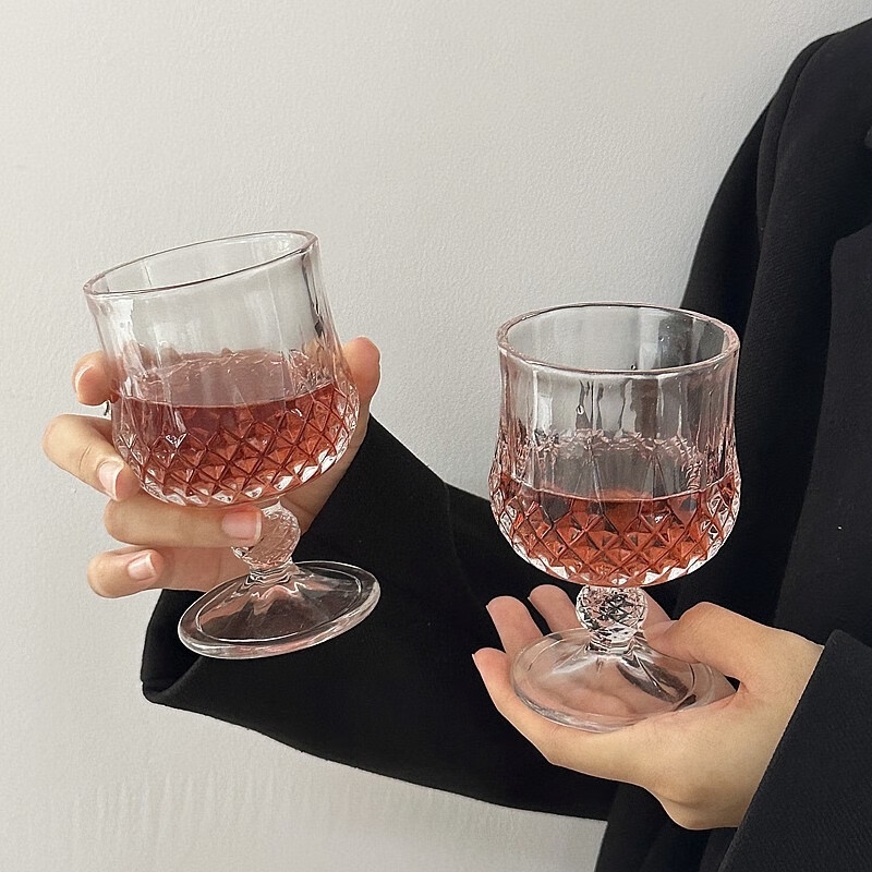 玻璃红酒杯欧式捷克矮脚创意威士忌酒杯葡萄酒杯水晶杯浮雕香槟