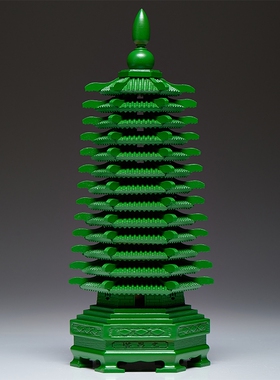 曹堂绿色桃木雕刻文昌塔