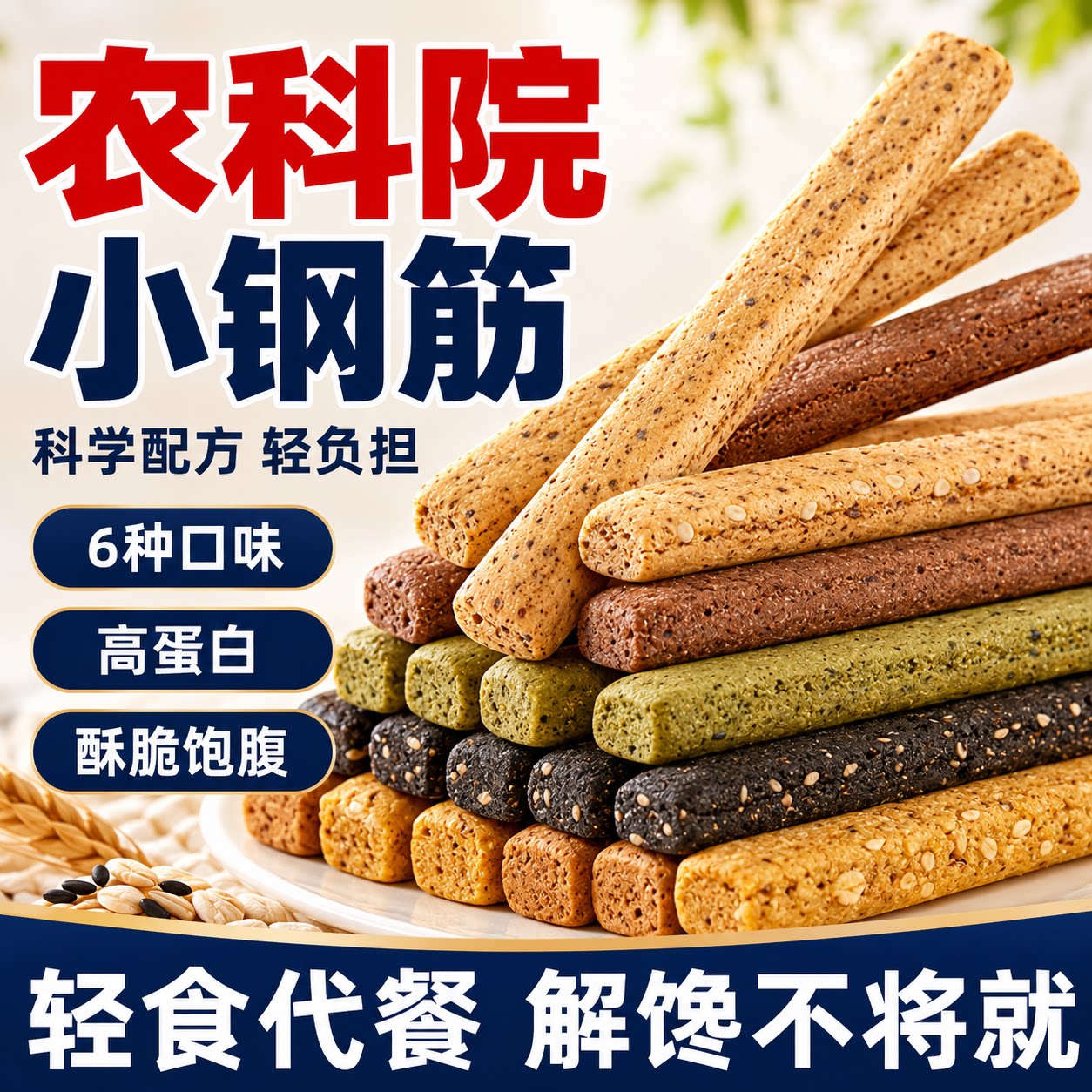 农科院全麦小钢筋代餐棒0低脂卡缩饼干解馋磨牙棒成人饱腹零食品