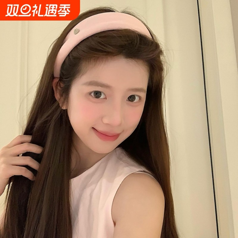 复古甜心!纯色棉质爱心加宽发箍高颅顶头箍压发发卡洋气外戴发饰