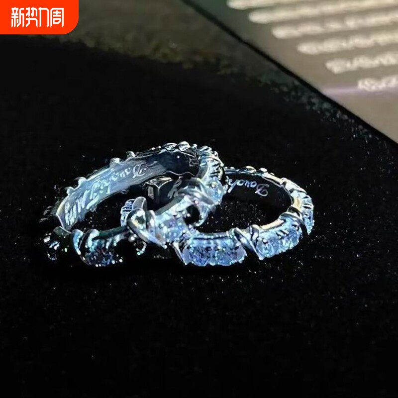 【深渊与救赎】高颜值情侣对戒戒指复古轻奢高级镶嵌锆石开口指环