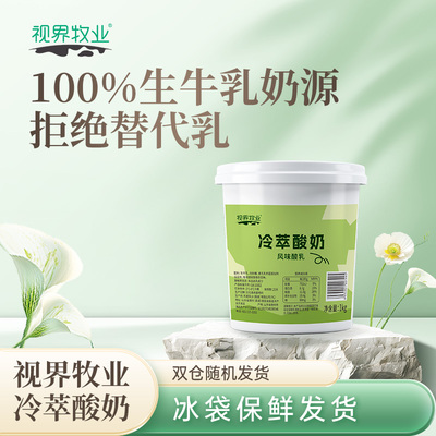 新品 视界牧业一公斤冷萃干噎酸奶大桶实惠装