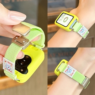 适用华为手环10表带多巴胺9编织尼龙小狗磁吸智能保护套运动高级感手环7NFC版通用男女生透气8荣耀手环10腕带