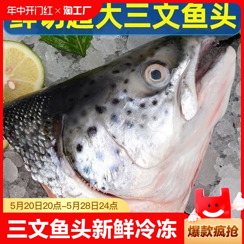 三文鱼头新鲜冷冻超大深海鱼头三文鱼边角料500g烧烤煲汤海鲜水产