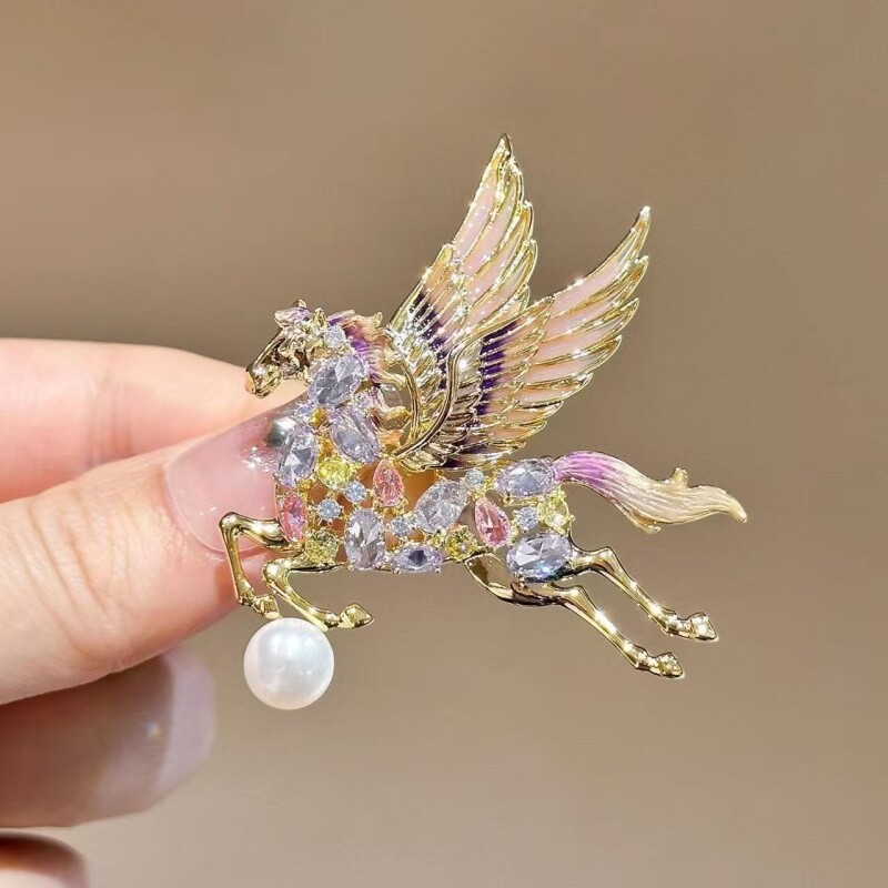 新款高级珐琅高档锆石时尚胸针奢华西装别针配饰气质珍珠优雅胸花