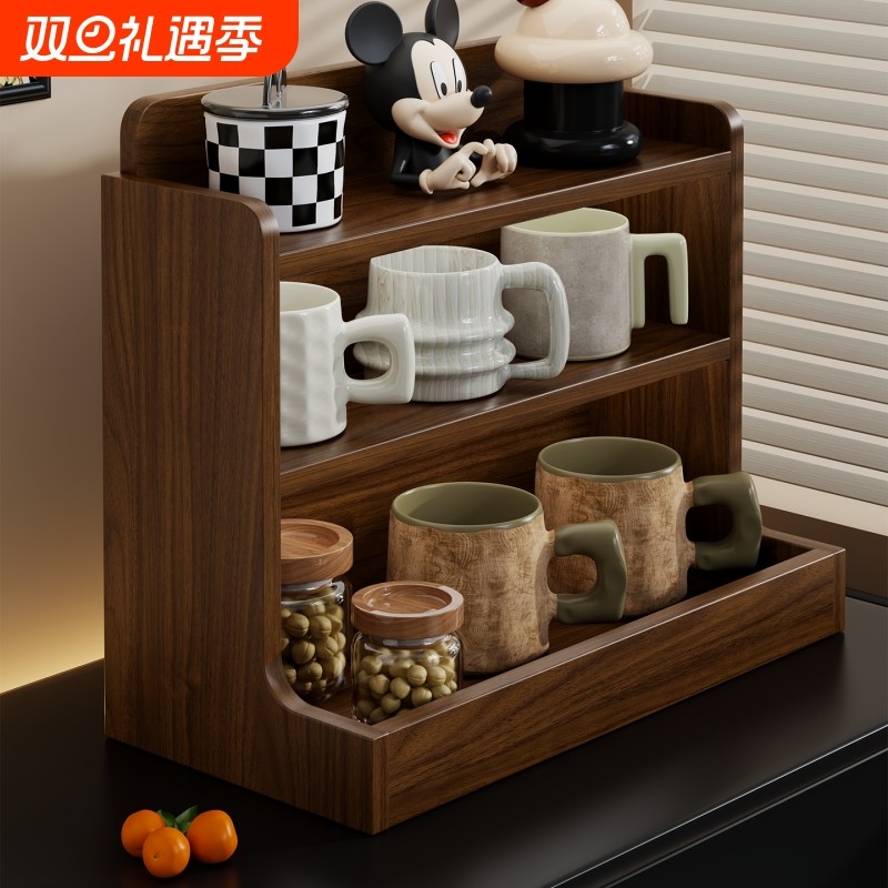 桌面杯架中古置物架多层餐桌台面水杯茶具架开放式加高杯具收纳架