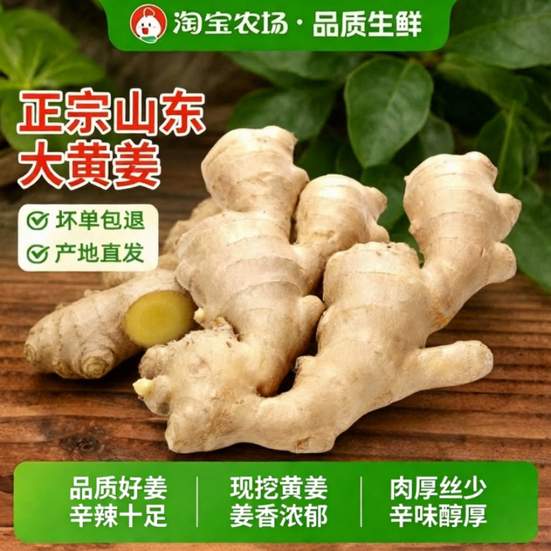 正宗山东生姜老姜大姜新鲜5斤农家自种黄姜月子干姜姜块自提当季图片