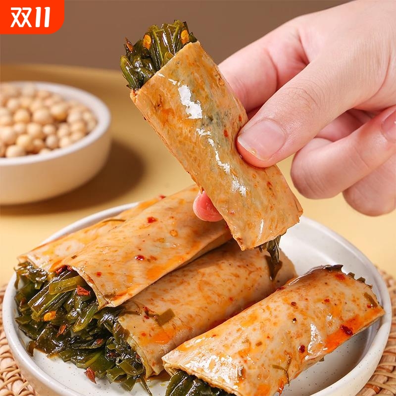 金针菇豆卷夹心豆皮卷办公室解馋豆腐干小零食休闲食品小吃