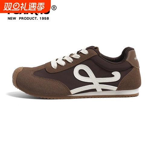 环球棕色德训鞋女款2025新款秋季百搭休闲板鞋轻便运动软底阿甘鞋