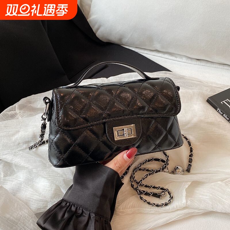新款包包时尚斜挎包香风菱格链条单肩百搭手提小方包女名媛手提包