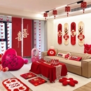 结婚喜字挂布条幅女方婚房布置套装 饰 婚礼酒店卧室窗帘蝴蝶拉花装