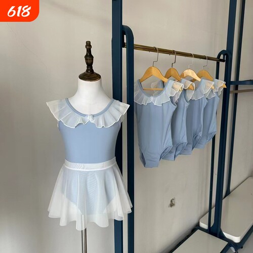 儿童舞蹈服女童夏季短袖泡泡袖公主练功幼儿芭蕾演出裙体操服G62