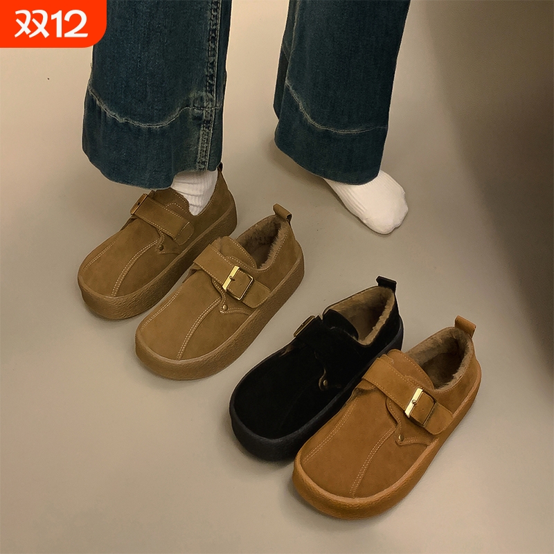 加绒厚底增高勃肯鞋女2025年新款秋冬季保暖雪地靴博肯棉鞋子防滑