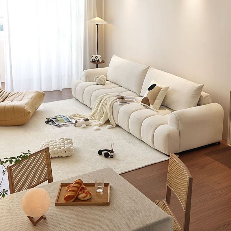 d新款直排沙发客厅小户型现代轻奢简约豆腐块家用奶油科技布艺沙