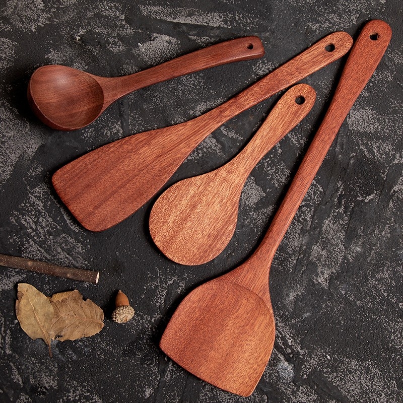 乌檀木不粘锅专用长柄锅铲四