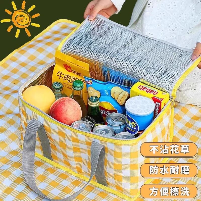 户外保温箱加厚铝膜野餐包大容量外出便携包手提野餐篮露营可折叠