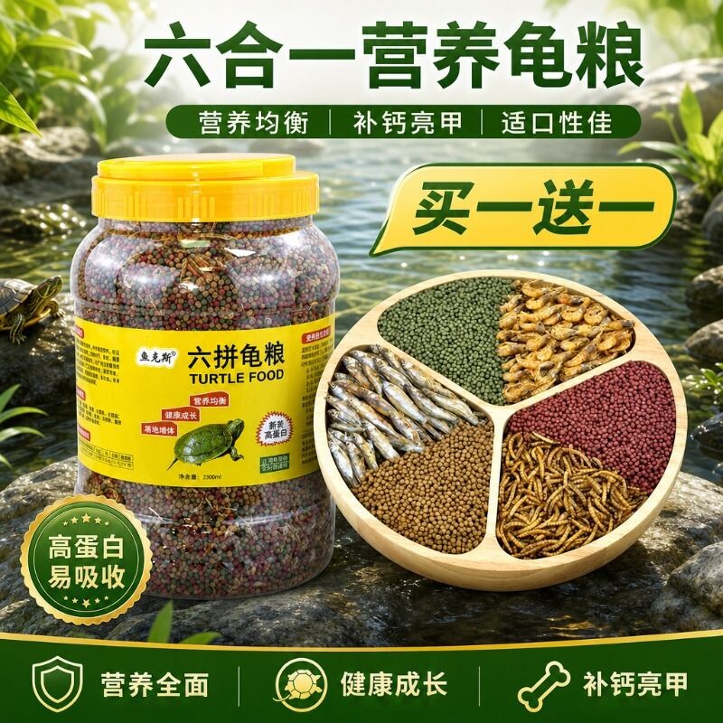 六拼鱼干虾干龟粮小乌龟饲料颗粒通用巴西龟鳄龟草龟专用粮食食物