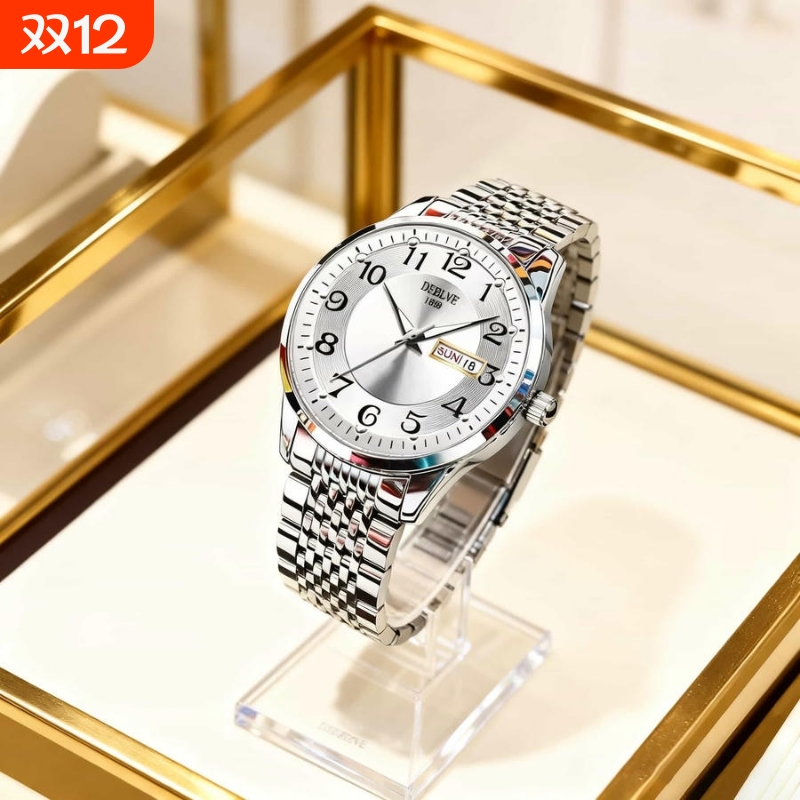 男款手表钢带商务防水石英腕表高级感男士正品名牌全自动非机械表
