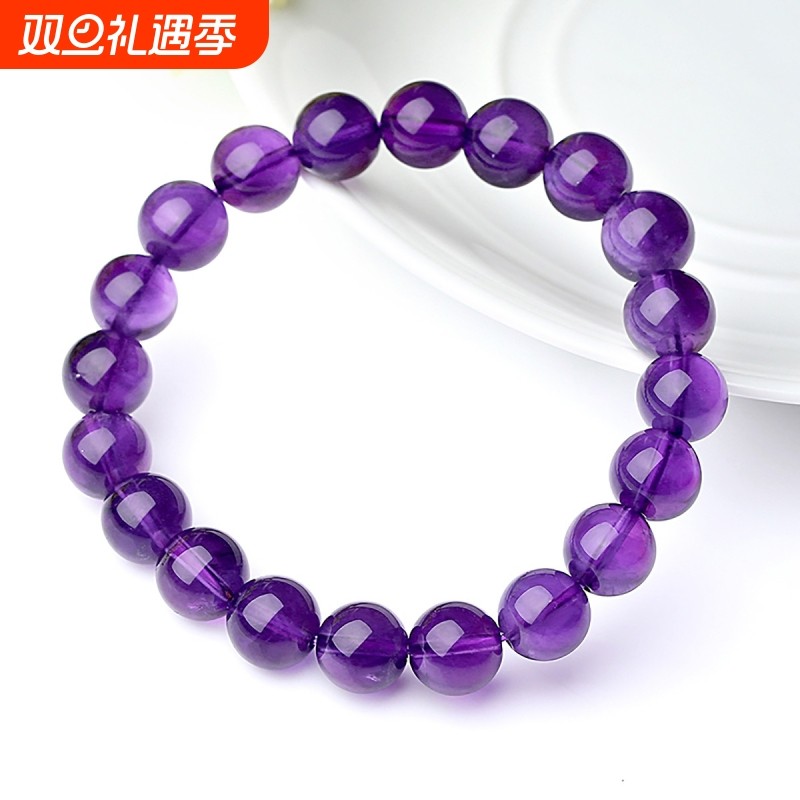 石头记天然紫水晶手链女单圈手串时尚饰品节日礼物