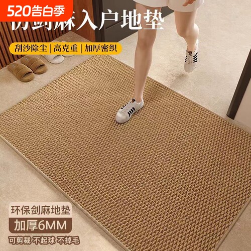 仿剑麻入户门地垫耐脏防滑门垫进门玄关门外地毯中古风脚垫可裁剪